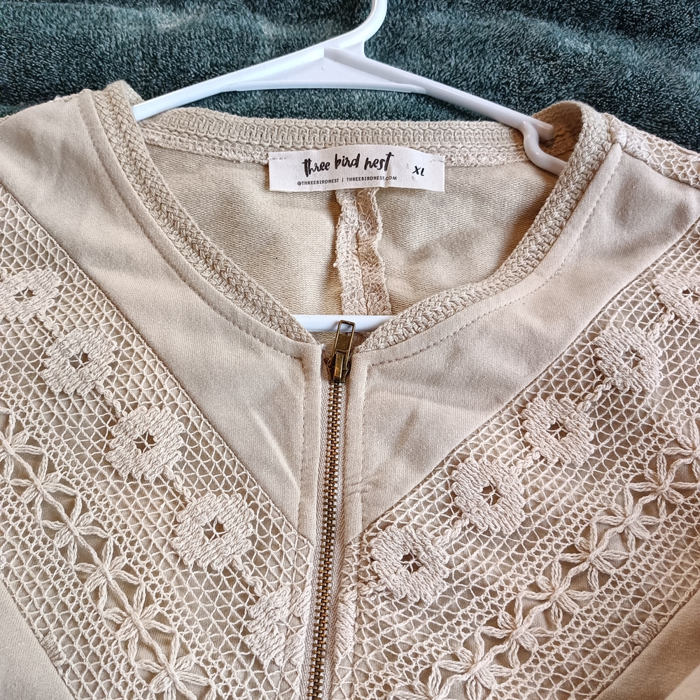 Knox Rose Cream Bomber Jacket with Lace Accents - Picture 2 of 3